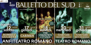 Il Balletto del Sud nei teatri antichi di Lecce e provincia con Romeo e Giulietta, Carmen e Le Quattro Stagioni di Fredy Franzutti e due Gran Galà
