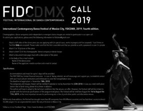 International Contemporary Dance Festival of Mexico City. FIDCDMX 2019. Open Call (Messico)